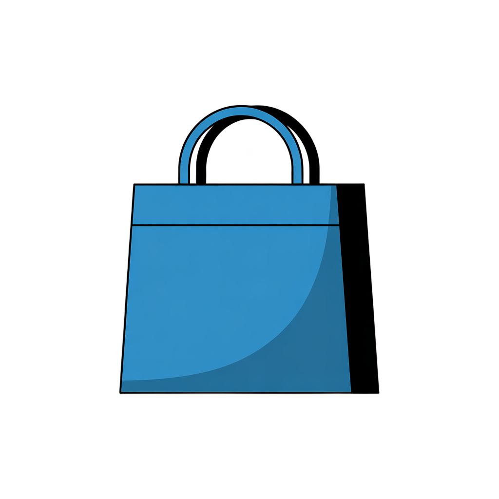 Blue shopping tote bag clipart graphic element for online store ecommerce website icons PNG - transparent background