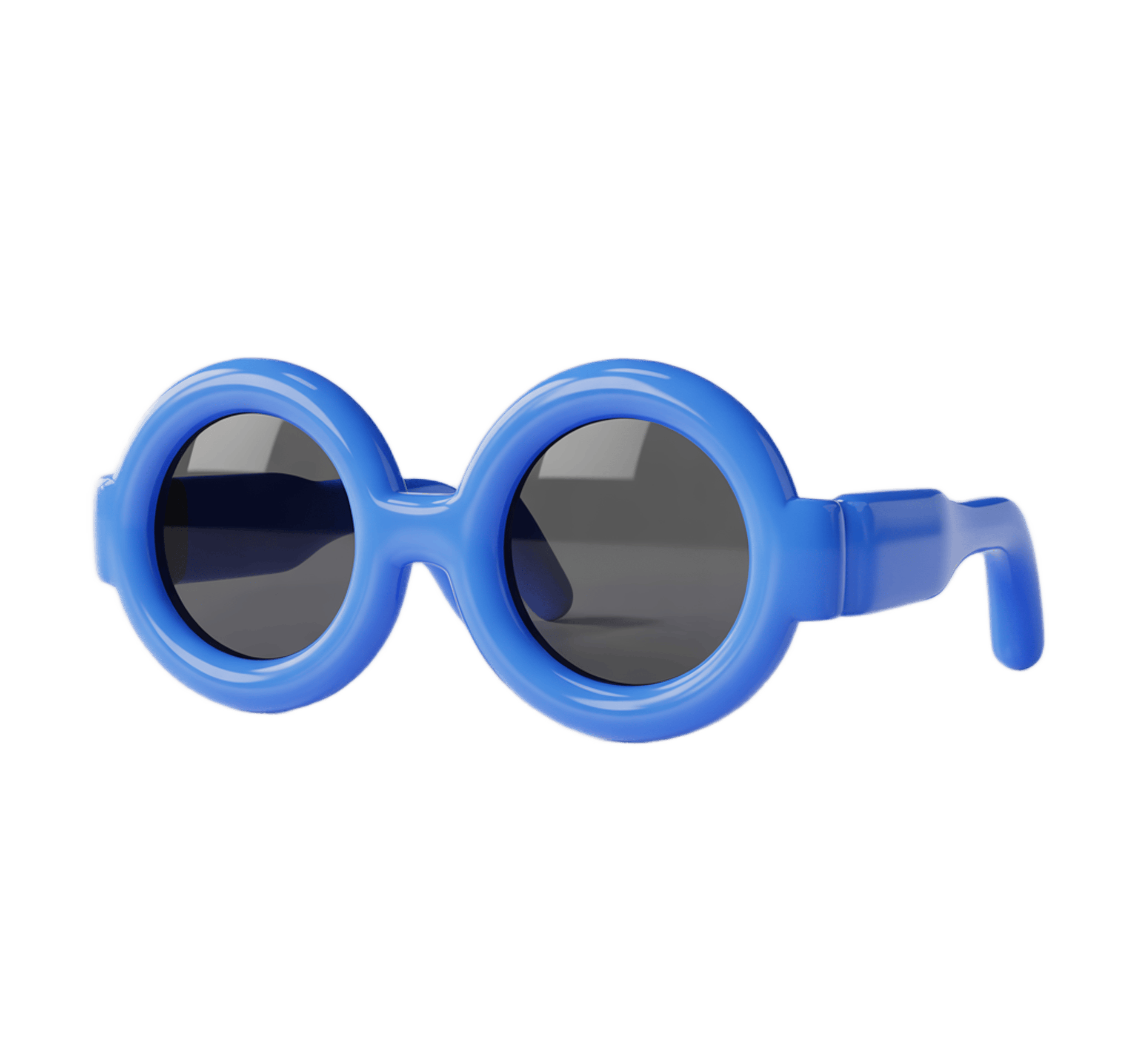 Bright blue round sunglasses clipart for summer fashion and branding designs PNG - transparent background