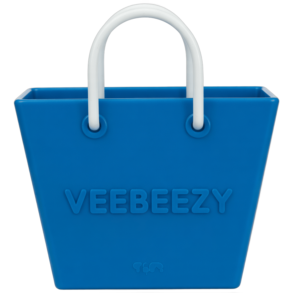 Bright blue shopping tote bag with handles for eco-friendly grocery or retail shopping PNG - transparent background
