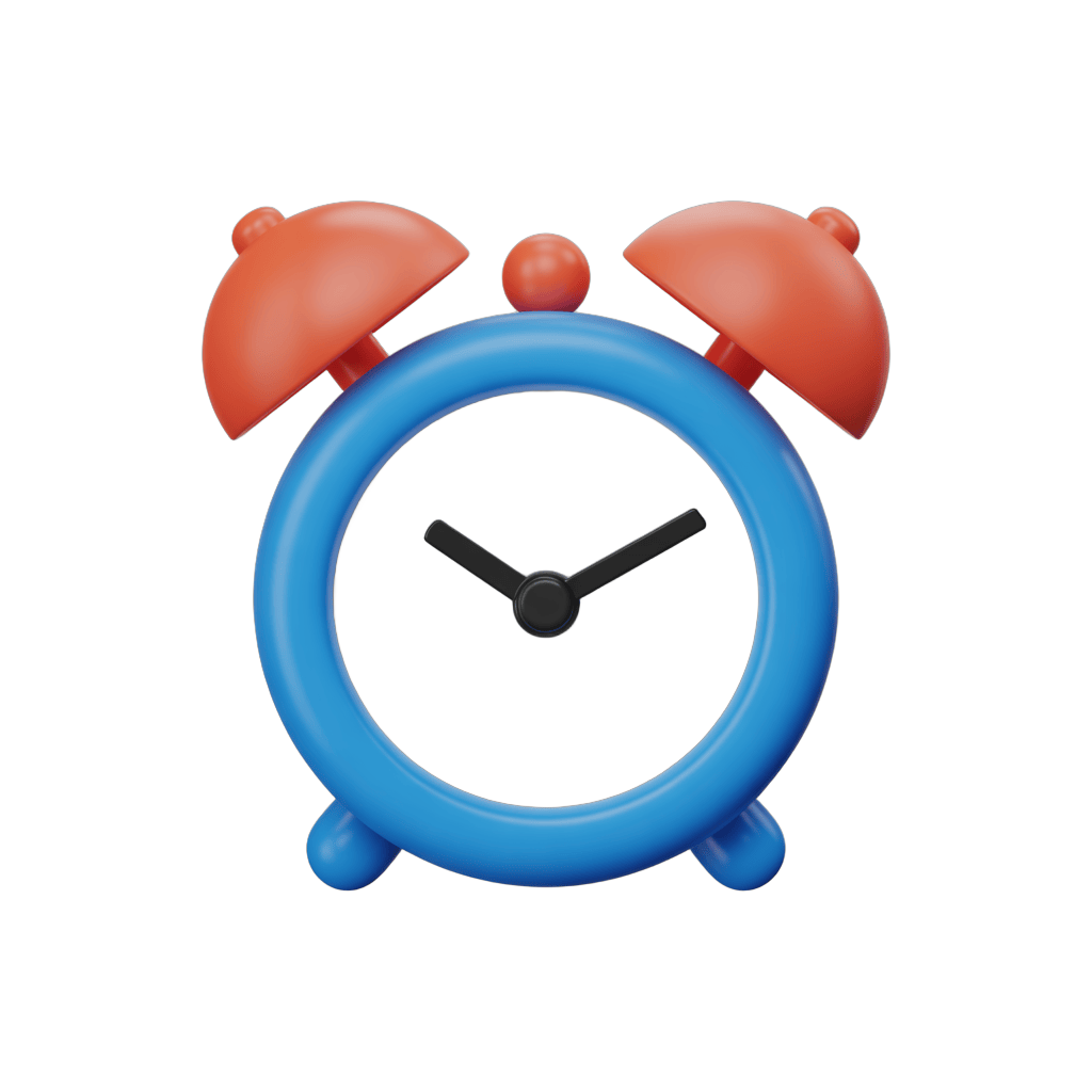 Bright cartoon alarm clock with red bells for presentations and digital designs PNG - transparent background