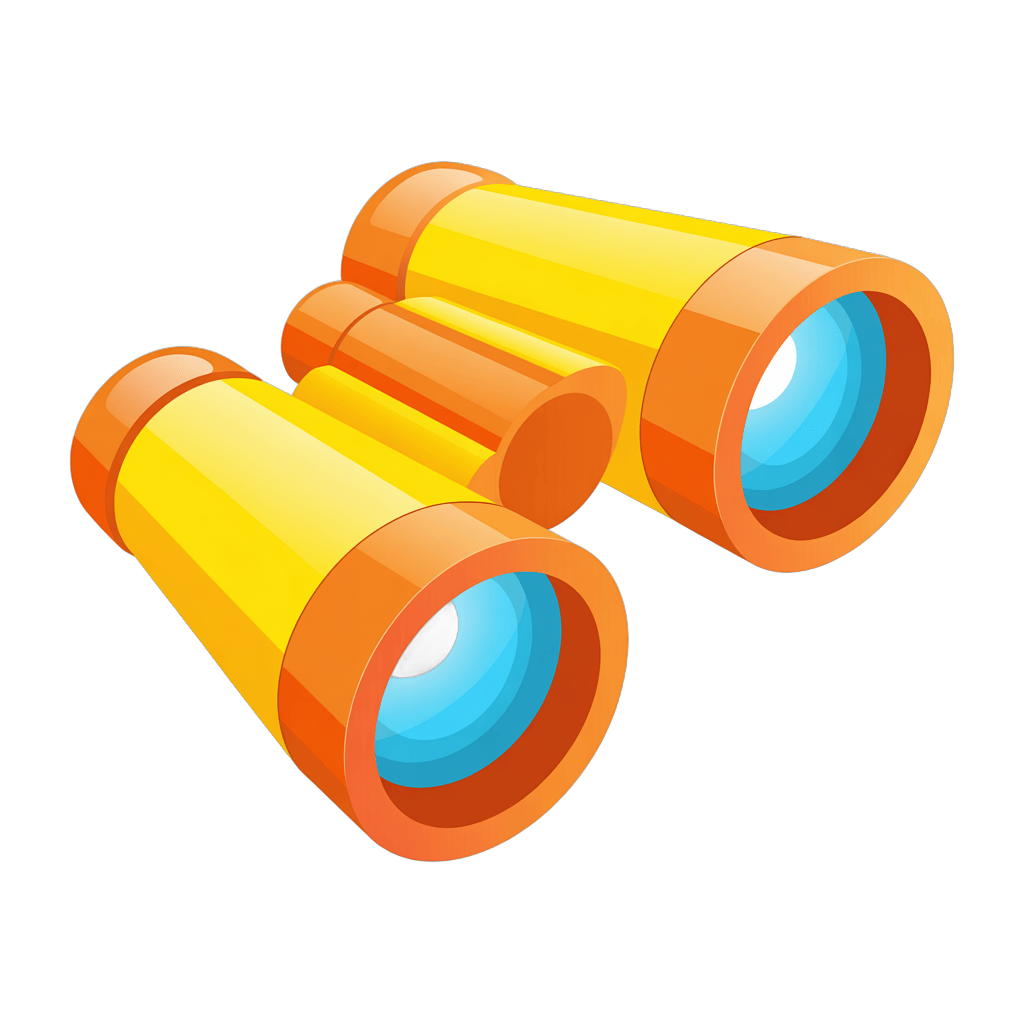 Bright cartoon binoculars for travel adventure and exploration illustrations PNG - transparent background