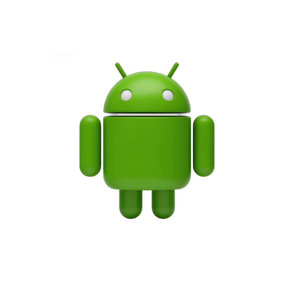 Bright green android robot mascot icon for mobile app technology branding and digital marketing PNG - transparent background