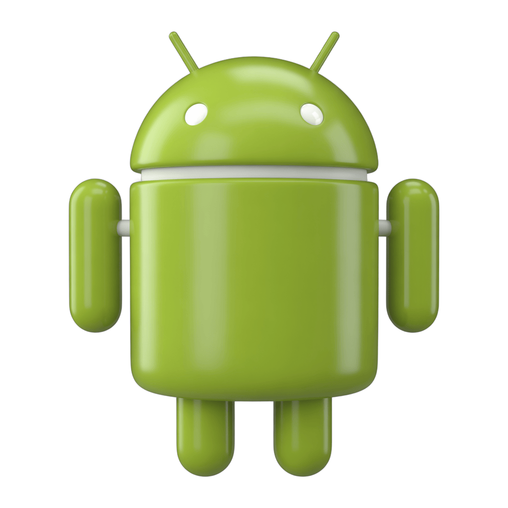 Bright green android robot mascot icon with transparent background for app branding and mobile design PNG - transparent background