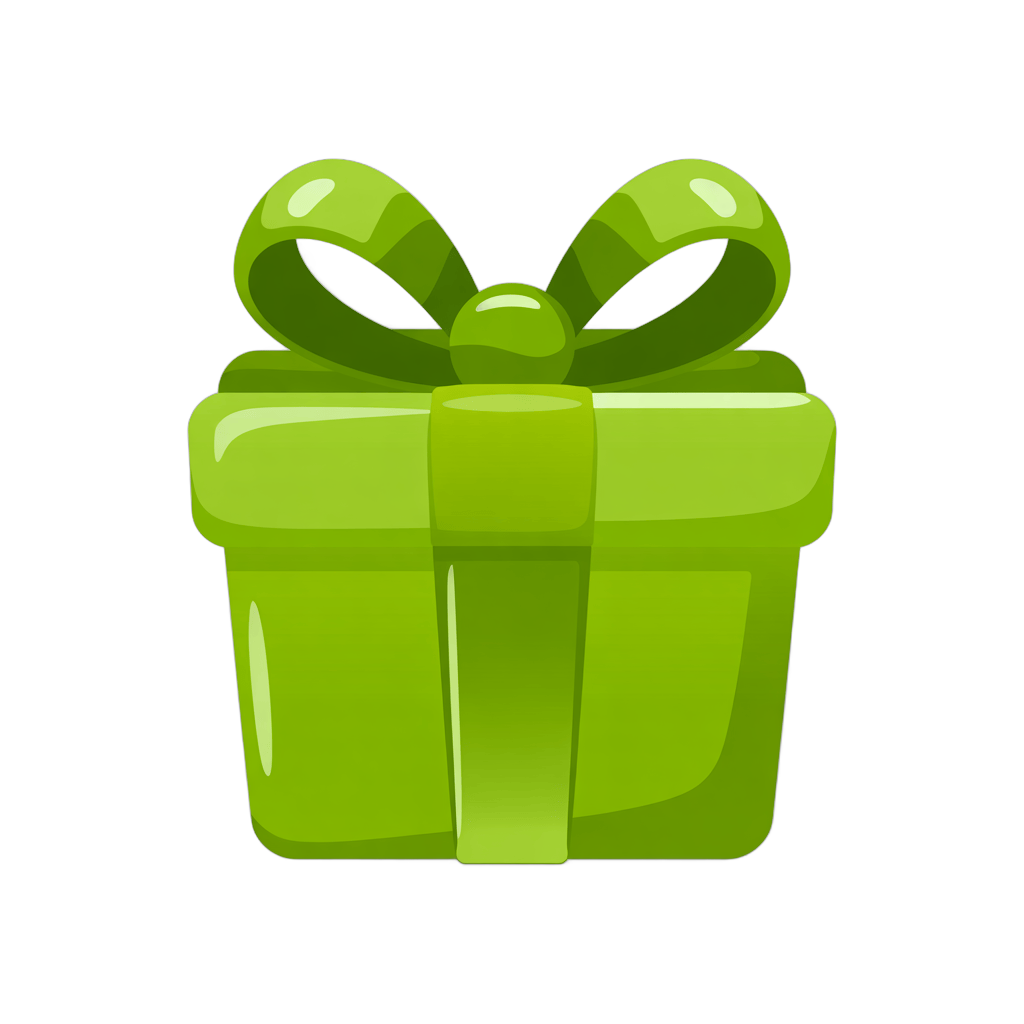 Bright green gift box with bow for eco friendly gift wrapping and sustainable holiday promotions PNG - transparent background