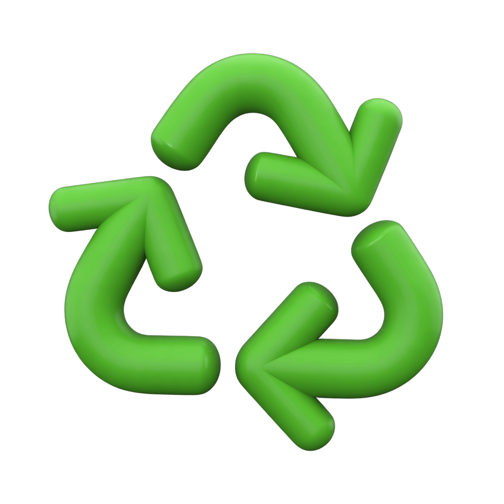 Bright green recycling symbol isolated clipart for eco friendly marketing materials PNG - transparent background
