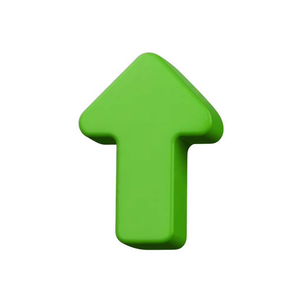 Bright green upward arrow isolated clipart for presentations business graphics and web design PNG - transparent background