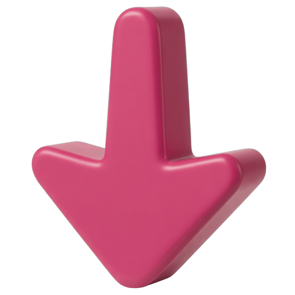 Bright pink 3d download arrow icon isolated on transparent background for web design and app interfaces PNG - transparent background