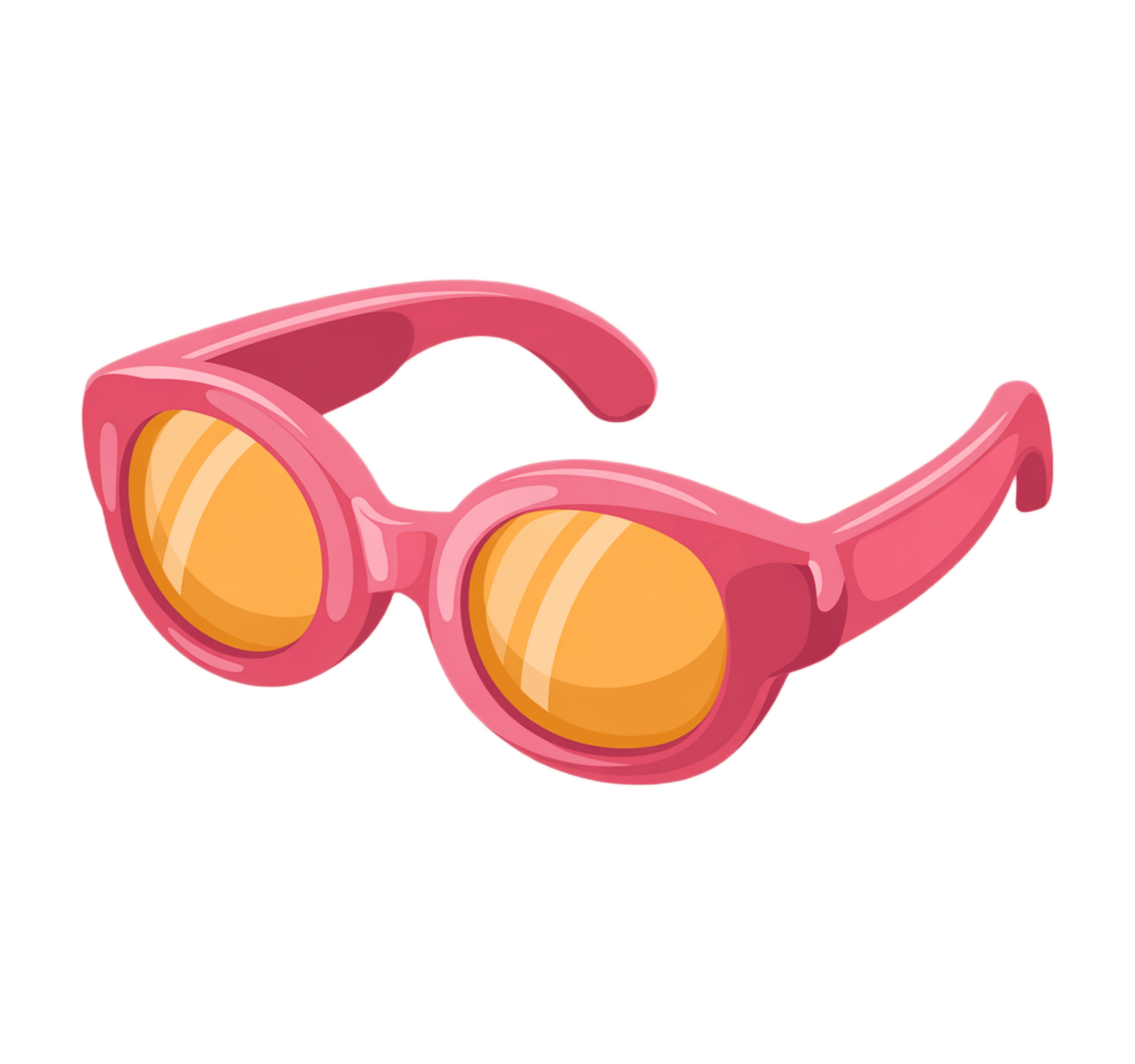 Bright pink retro sunglasses with orange gradient lenses for summer fashion illustrations and branding designs PNG - transparent background