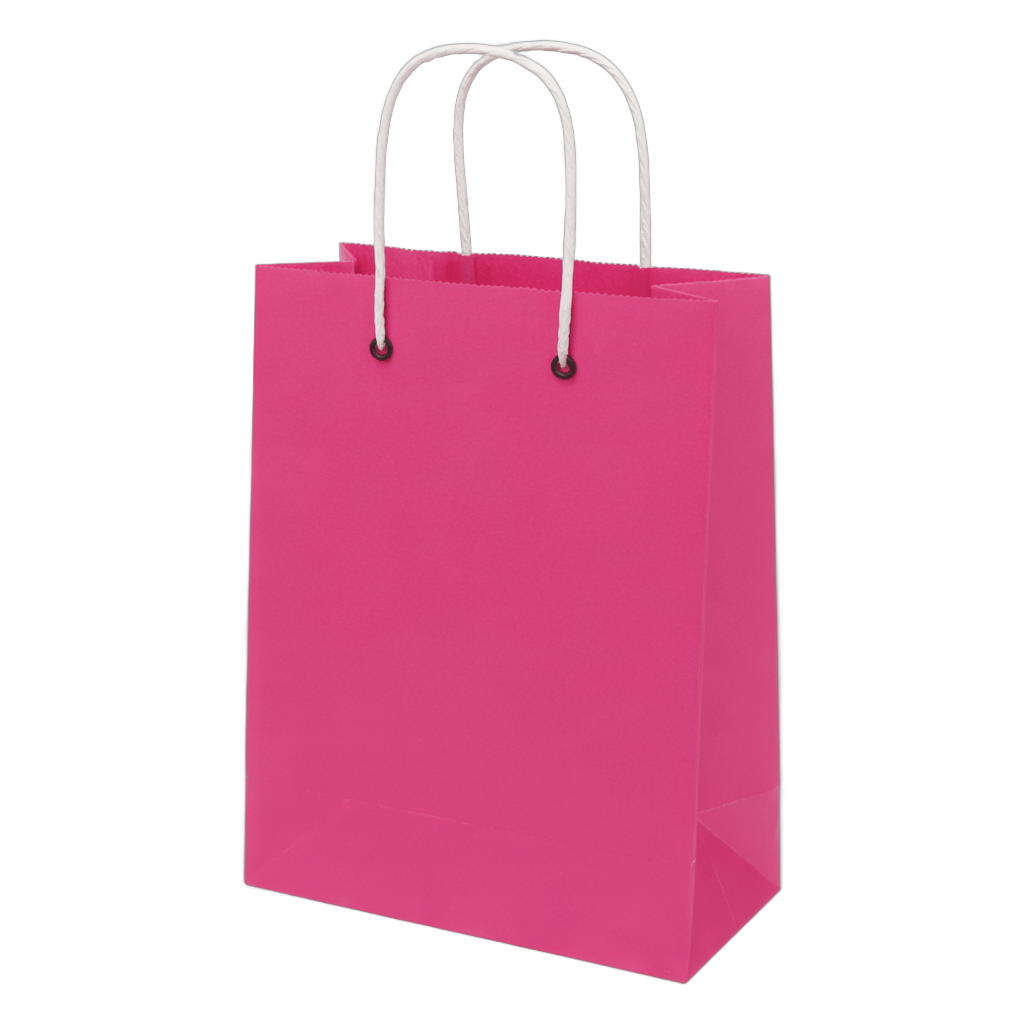 Bright pink shopping bag clipart with handles for ecommerce website design and branding PNG - transparent background