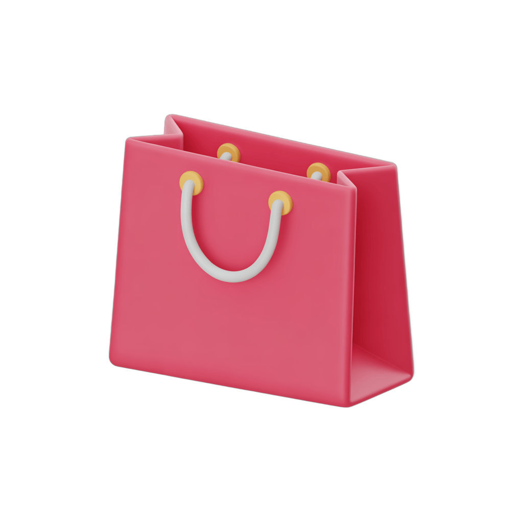 Bright pink shopping bag clipart with handles for online shopping and retail marketing graphics PNG - transparent background