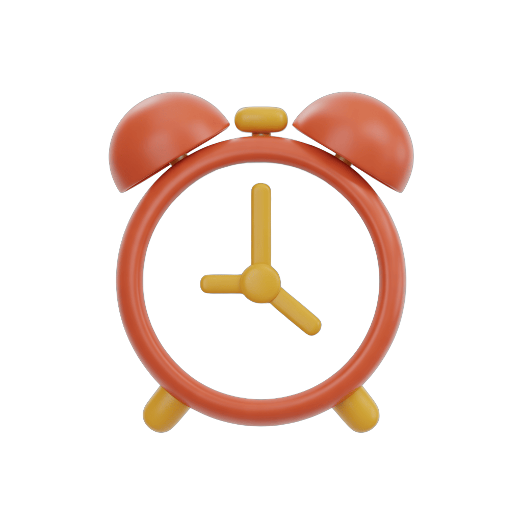 Bright red alarm clock with yellow accents isolated on transparent background for digital design PNG - transparent background