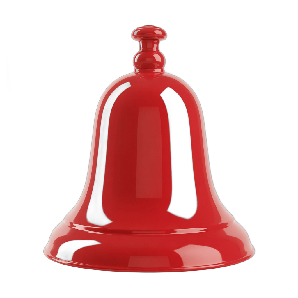 Bright red bell notification graphic element for alerts and event reminders PNG - transparent background