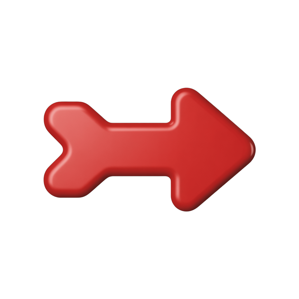 Bright red directional arrow graphic for presentations web design and user interface navigation PNG - transparent background