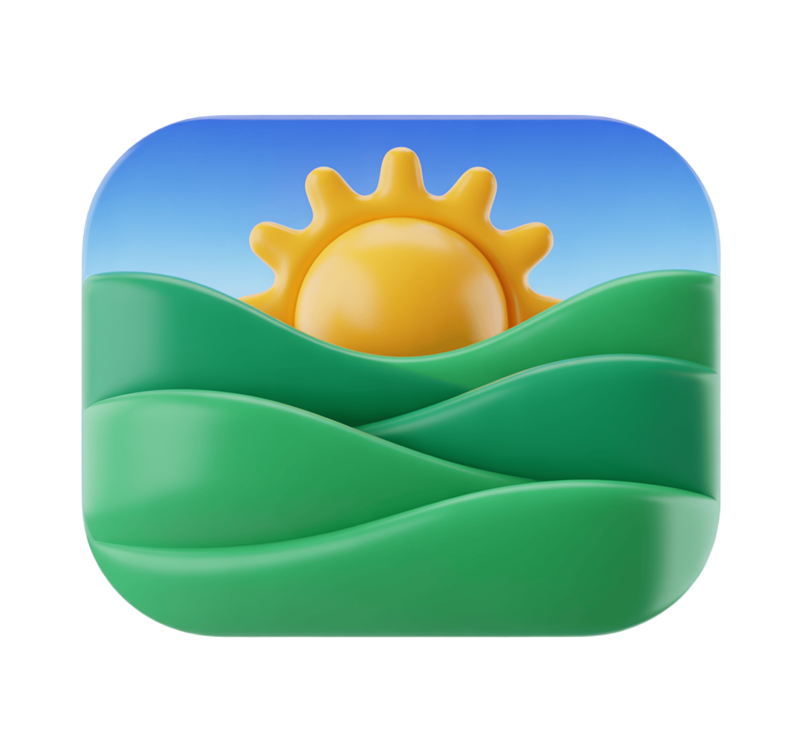 Bright sunny day over green rolling hills isolated clipart graphic element PNG - transparent background