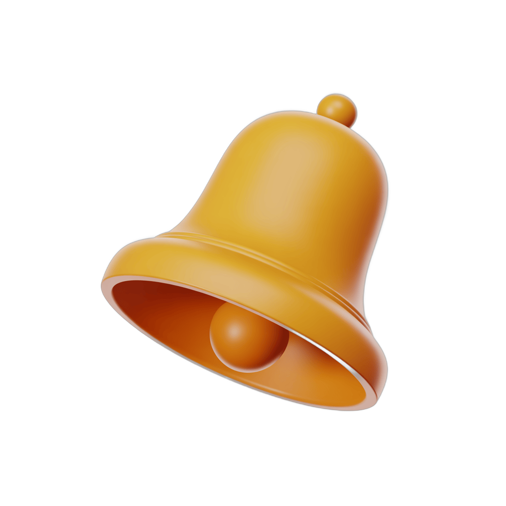 Bright yellow 3d bell graphic element for notifications alerts and alerts icons PNG - transparent background