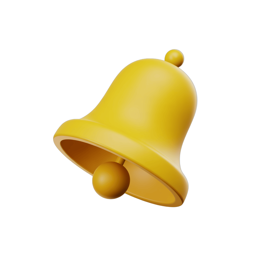 Bright yellow 3d bell notification icon for alerts events alerts and app interfaces PNG - transparent background