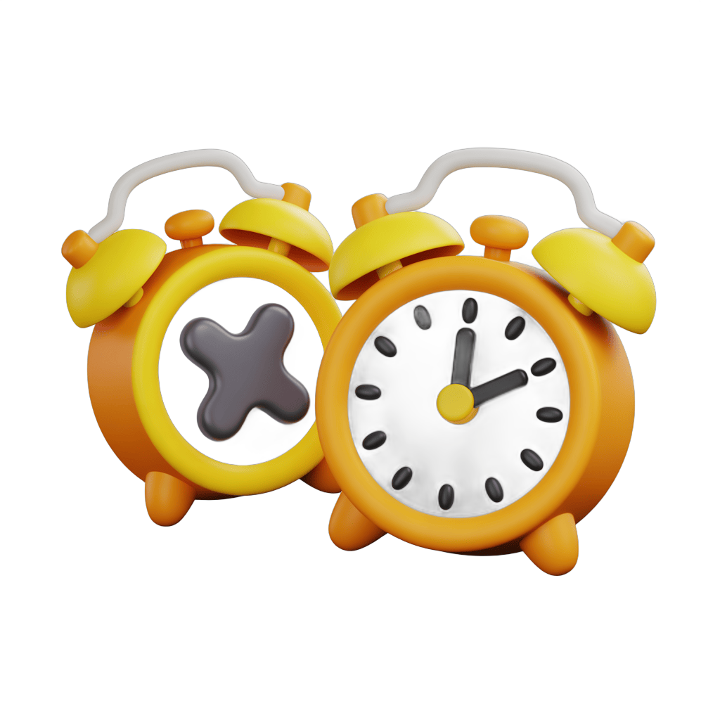 Bright yellow alarm clock with clock face and power button graphic for presentations and designs PNG - transparent background