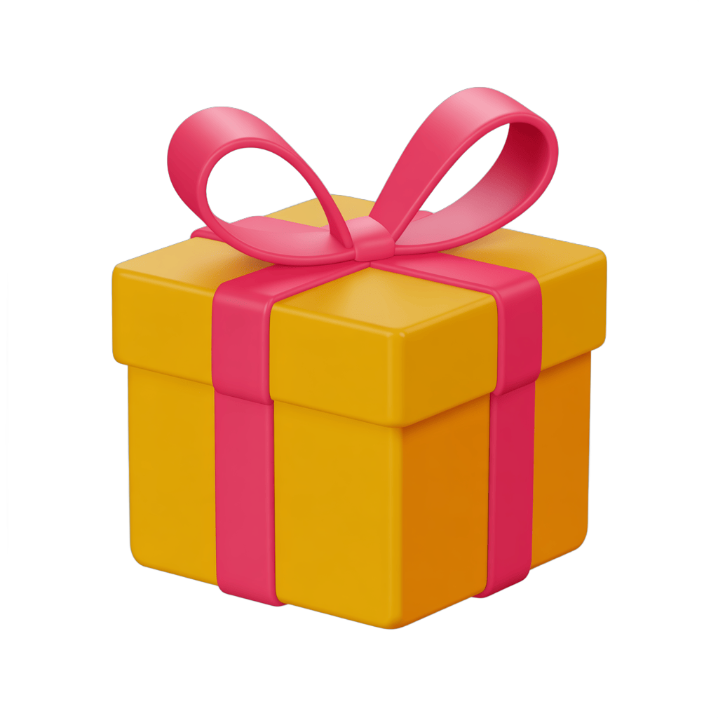 Bright yellow gift box with pink ribbon for birthday celebration presentation PNG - transparent background