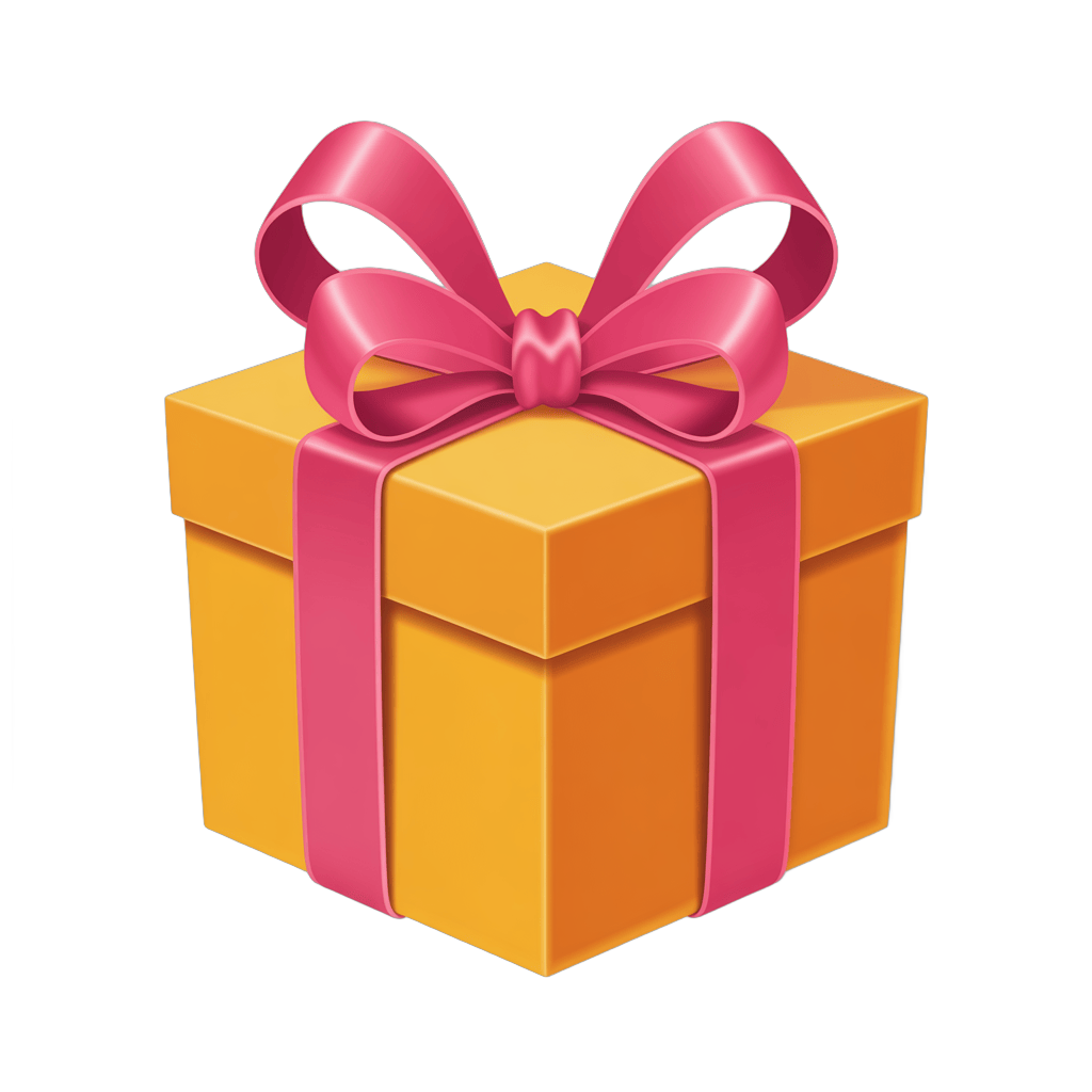 Bright yellow gift box with pink ribbon for birthday celebration presentation design PNG - transparent background