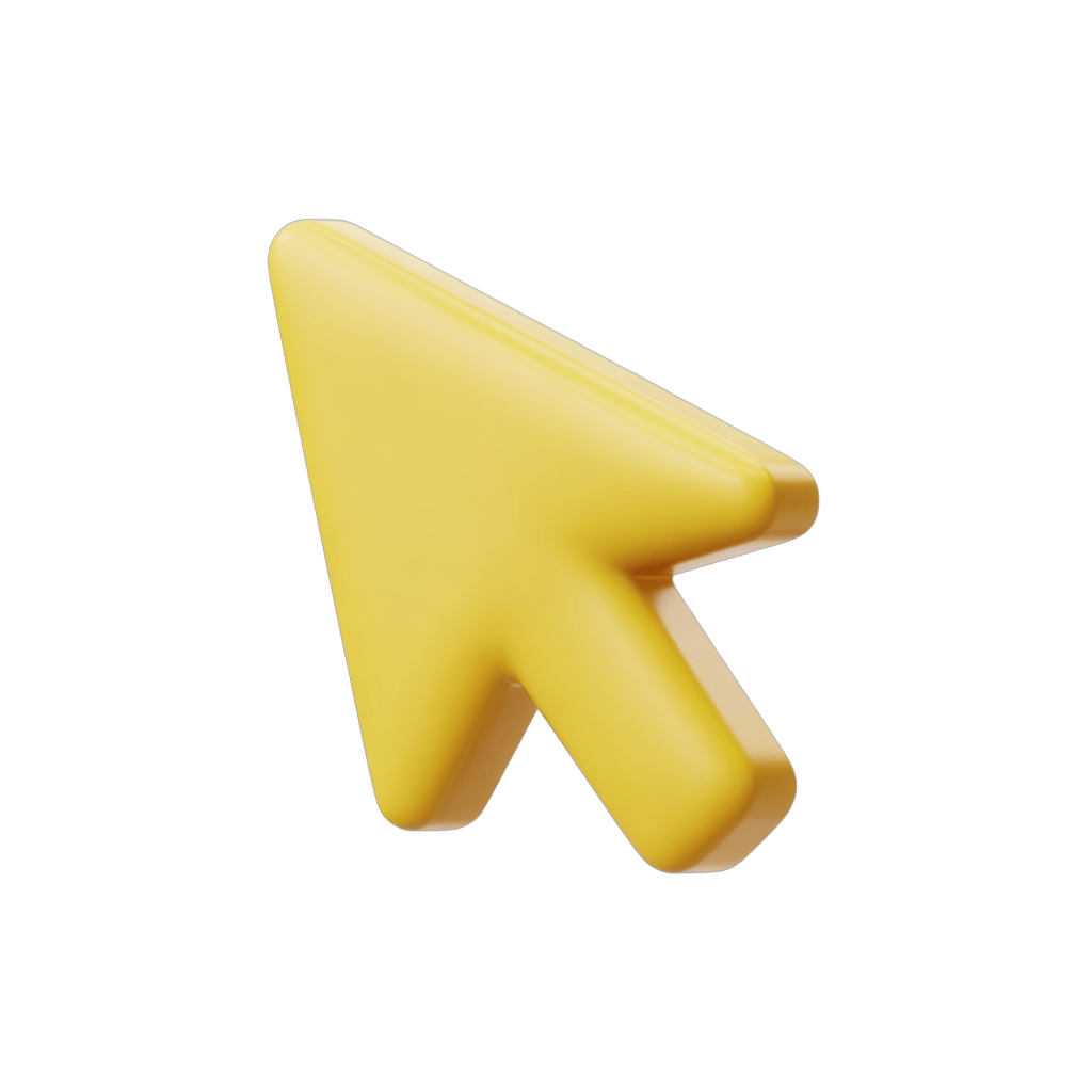 Bright yellow isolated arrow cursor clipart for user interface design and web graphics PNG - transparent background