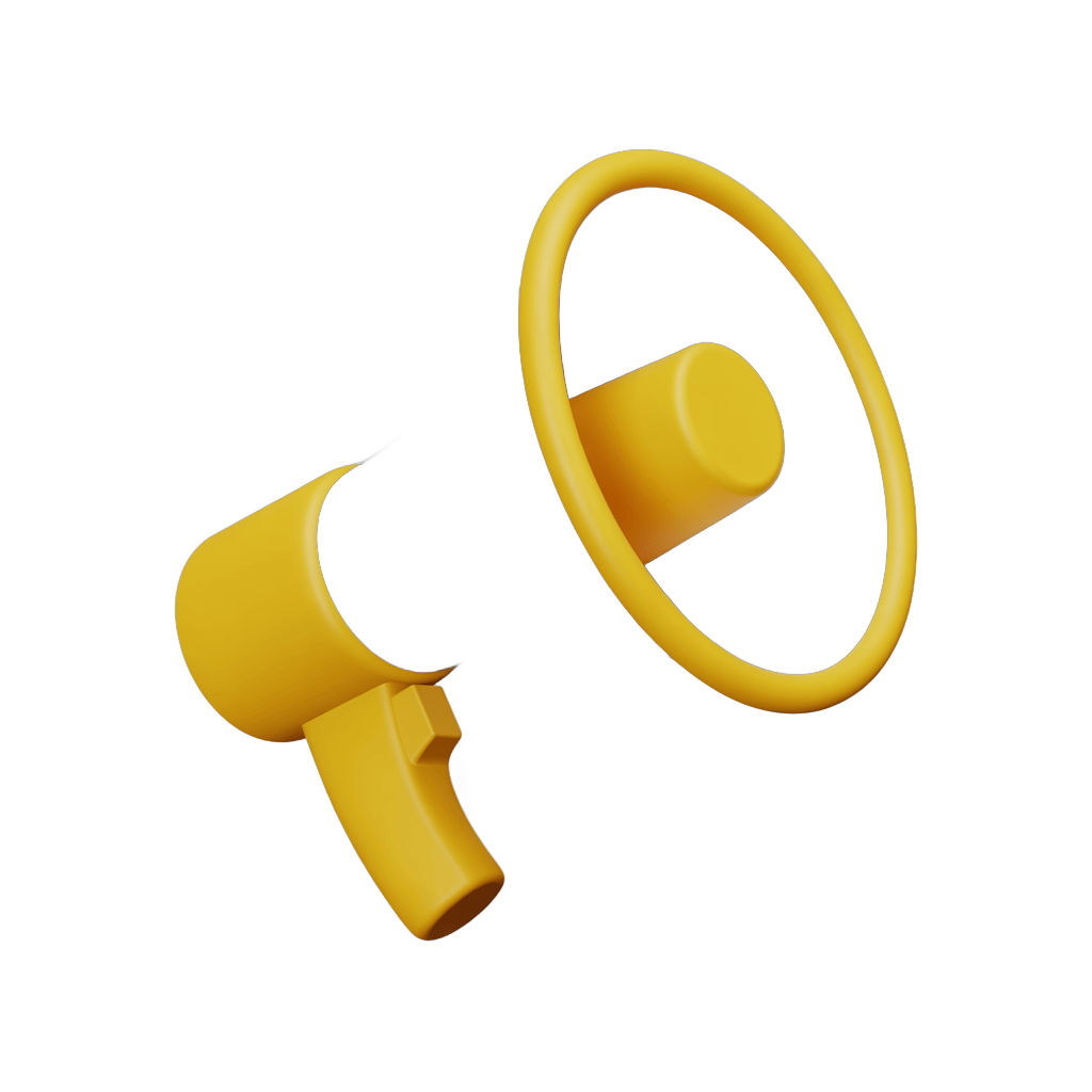 Bright yellow isolated speaker megaphone graphic element for presentations and announcements PNG - transparent background