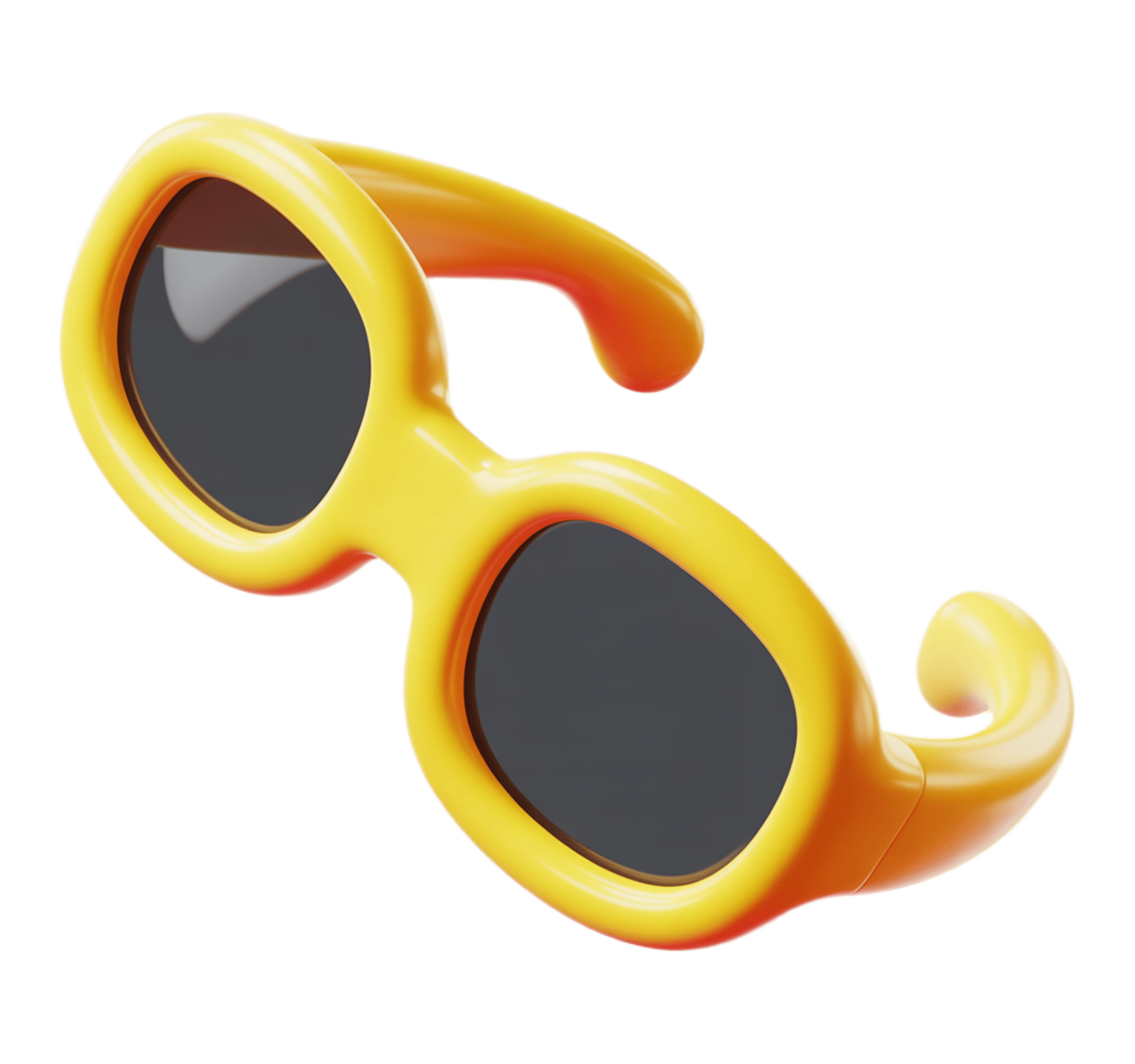 Bright yellow retro sunglasses clipart for summer fashion and advertising designs PNG - transparent background