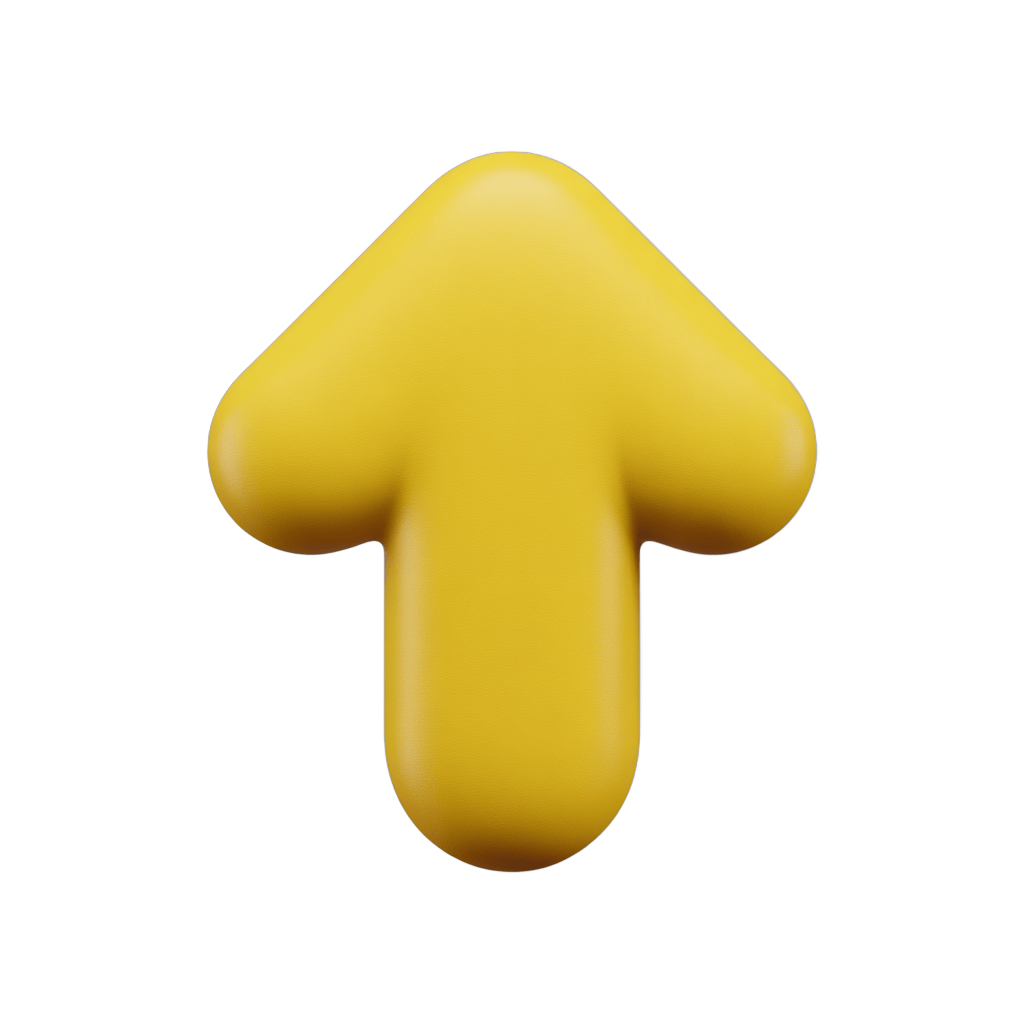 Bright yellow upward arrow isolated clipart for presentations and web design graphics PNG - transparent background