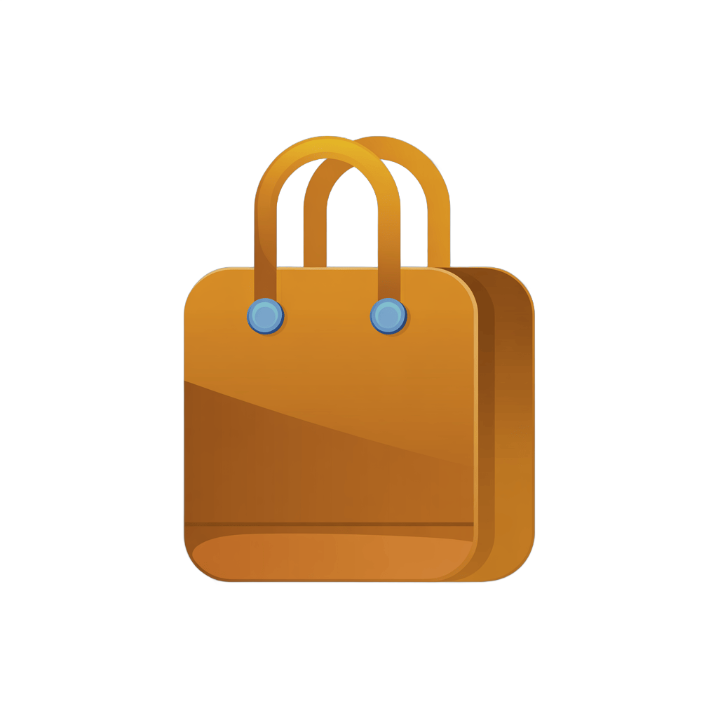 Brown shopping bag icon with handles for ecommerce website and app design PNG - transparent background
