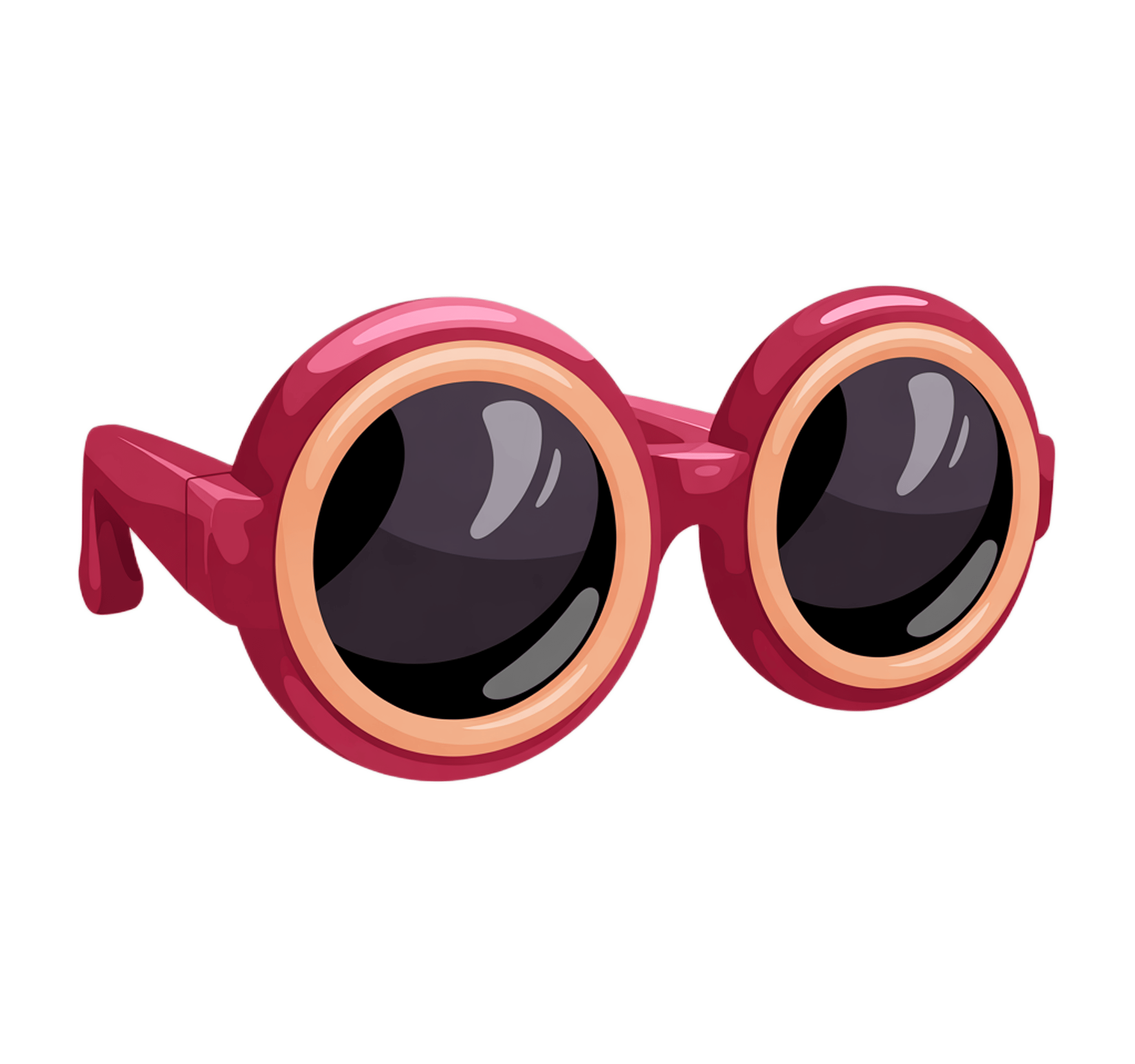Cartoon pink retro sunglasses with gradient lenses isolated clipart for summer fashion designs PNG - transparent background