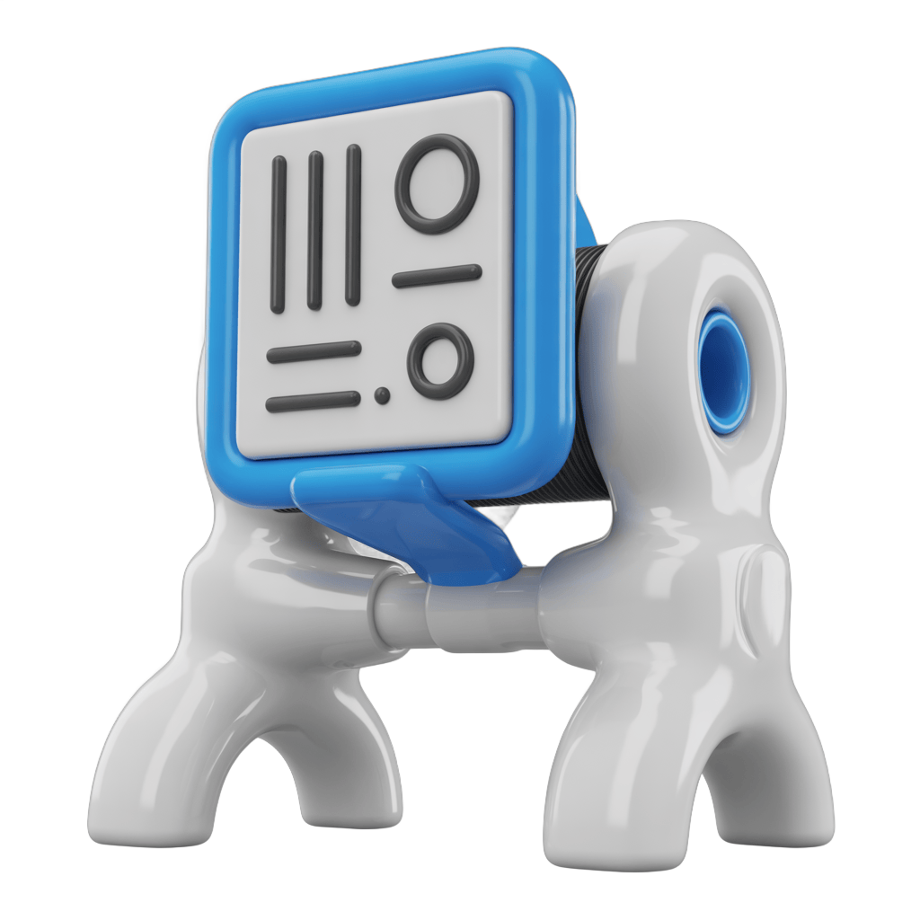 Cartoon robot holding calculator with math symbols for educational and business presentations PNG - transparent background
