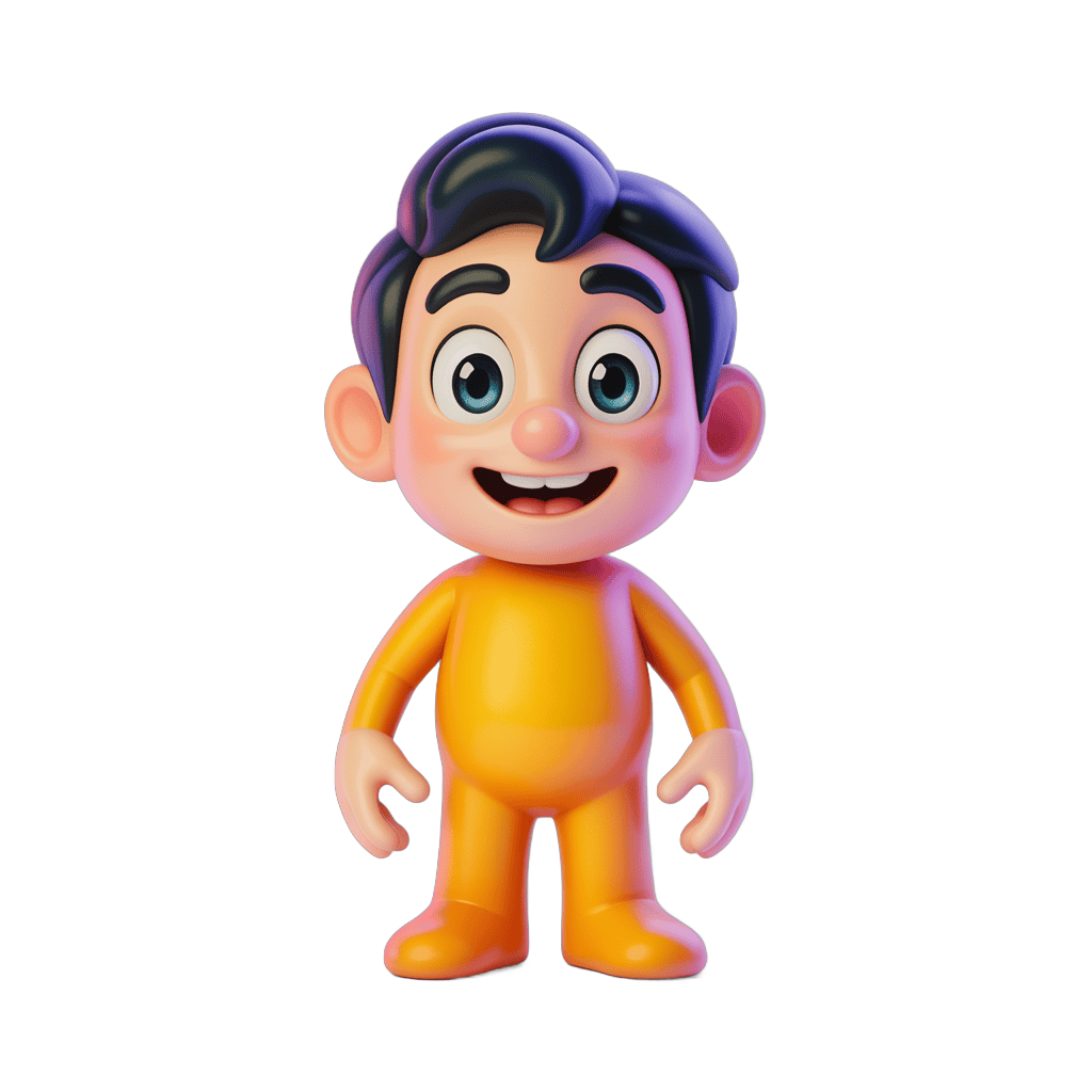 Cheerful cartoon boy character isolated clipart for children illustrations and designs PNG - transparent background