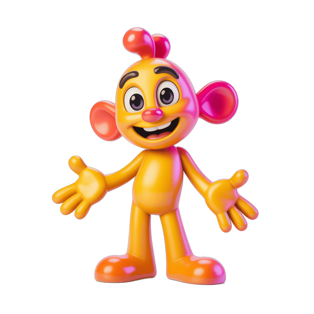 Cheerful cartoon character with arms outstretched for children's illustrations and designs PNG - transparent background