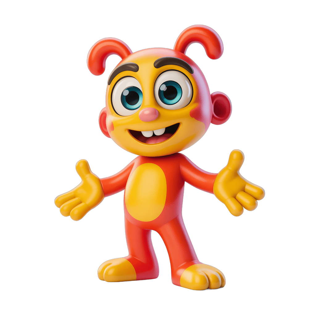 Cheerful cartoon character with arms outstretched for greeting cards and children's illustrations PNG - transparent background