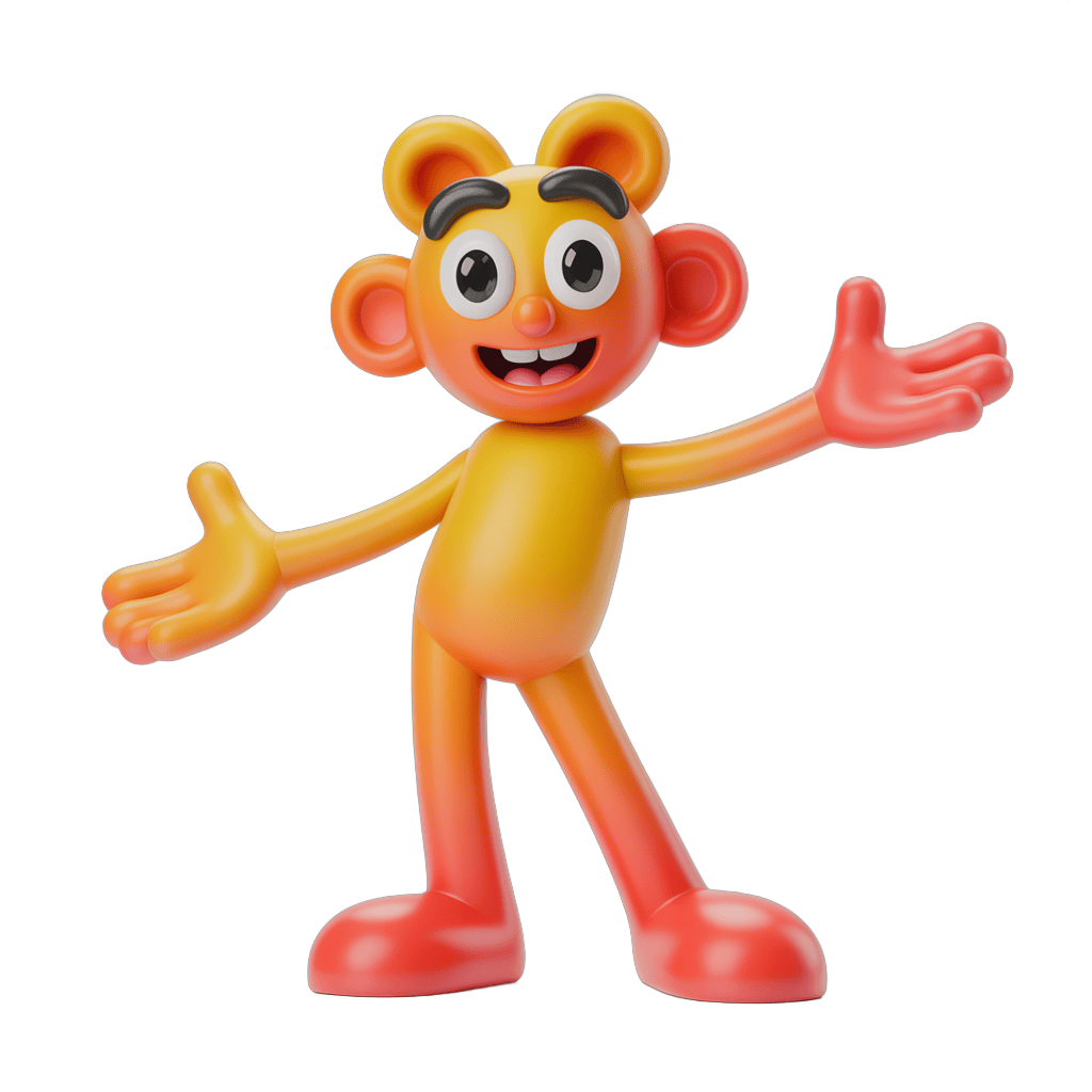Cheerful cartoon monkey character with arms outstretched for greeting or presentation designs PNG - transparent background