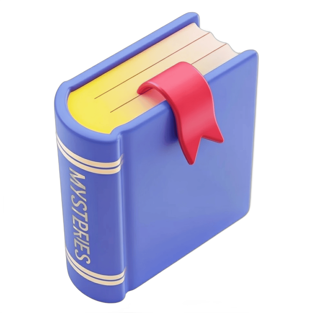 Closed hardcover book with red ribbon bookmark for educational and mystery themes PNG - transparent background