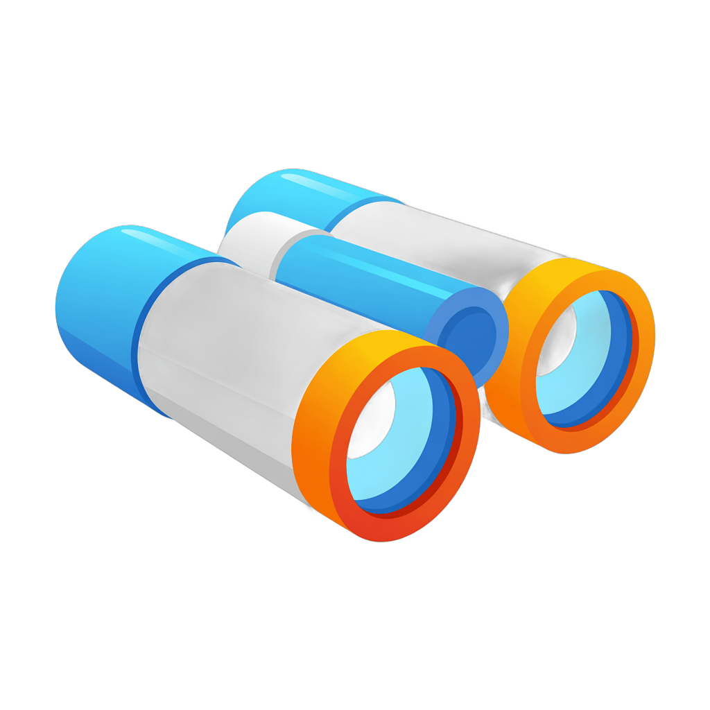 Colorful 3d cartoon binoculars clipart for children educational materials and kids activities PNG - transparent background