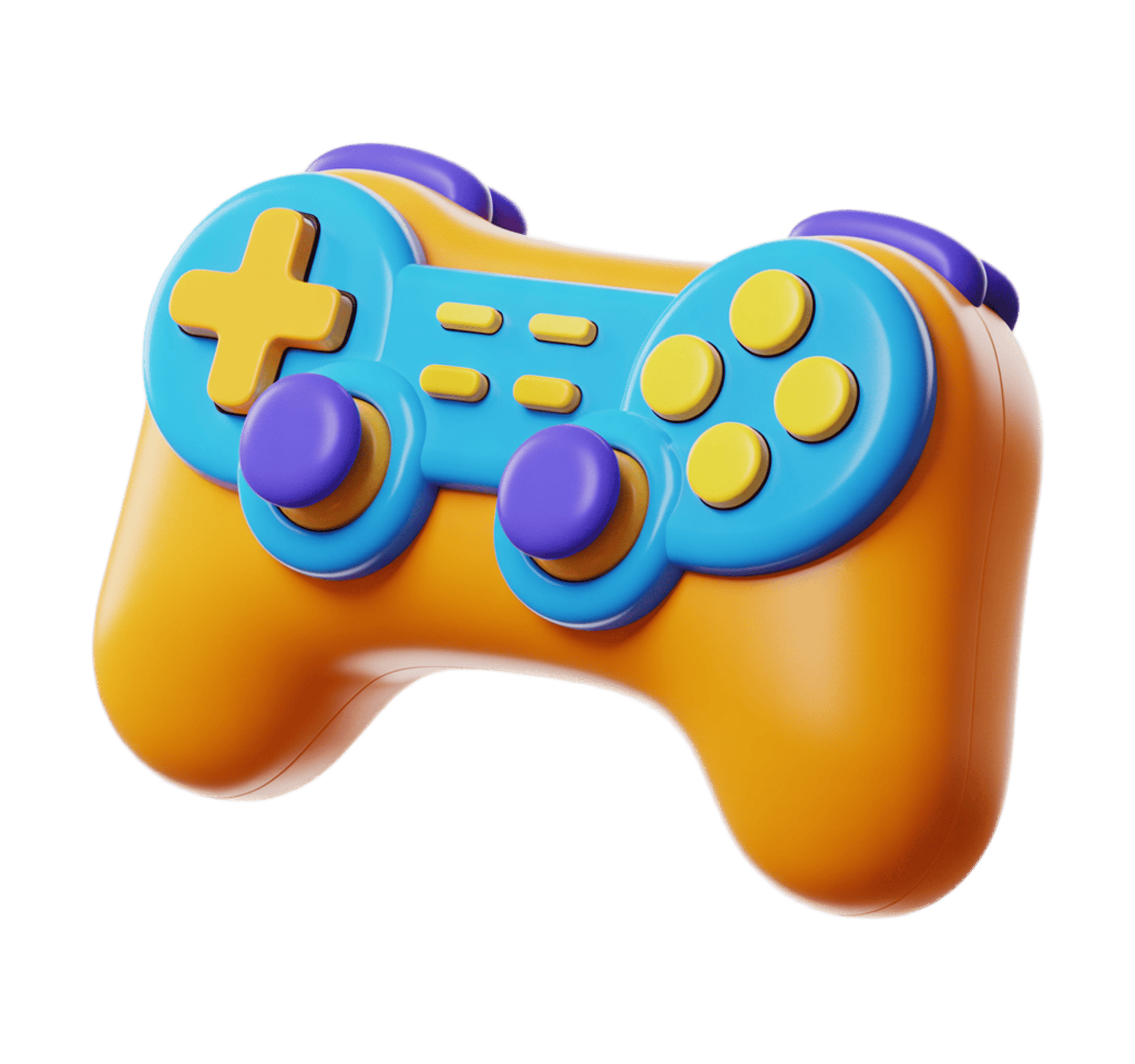Colorful 3D game controller clipart for kids educational apps and mobile games PNG - transparent background