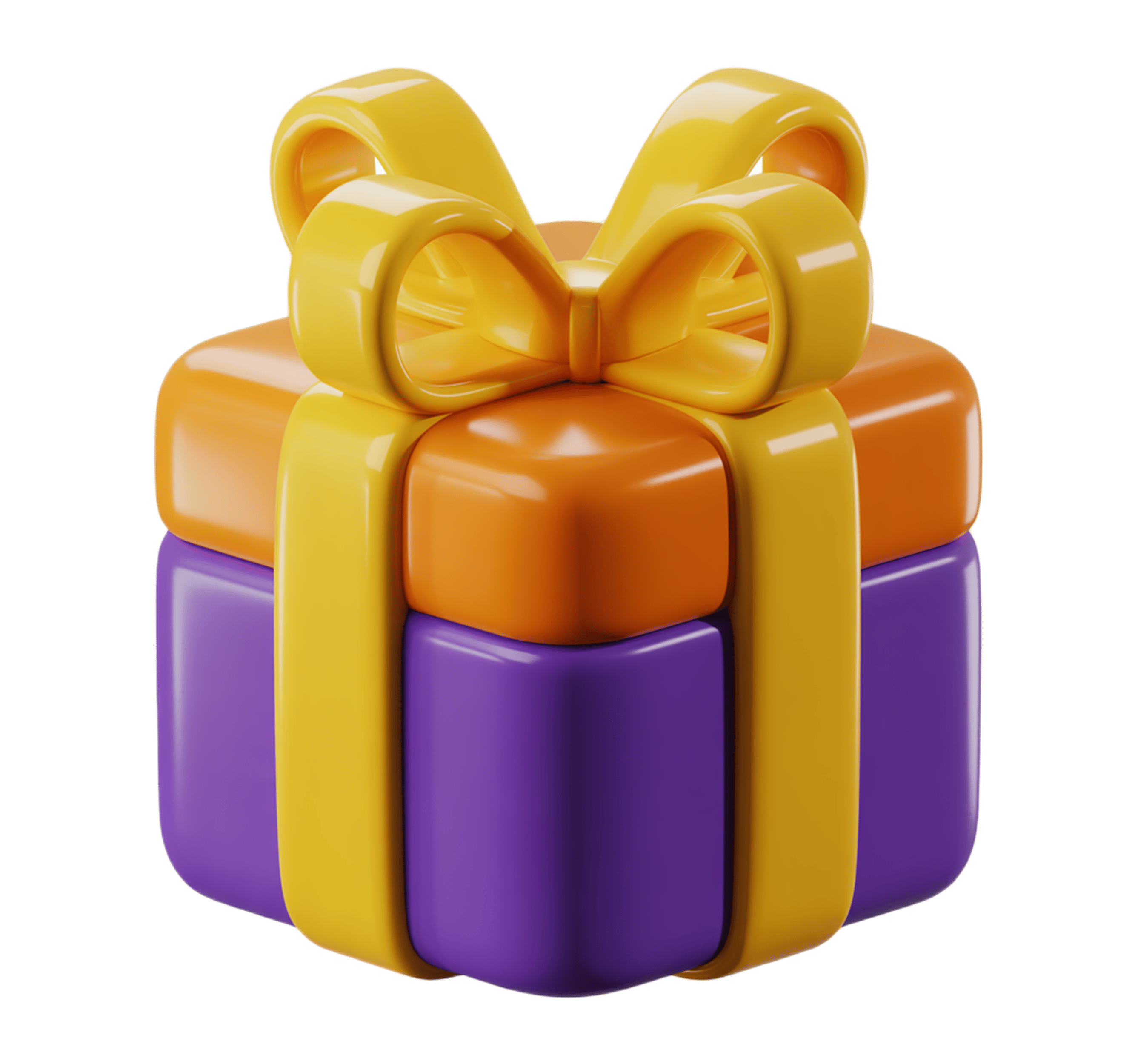 Colorful 3d gift box with yellow ribbon for birthday celebration and holiday promotions PNG - transparent background