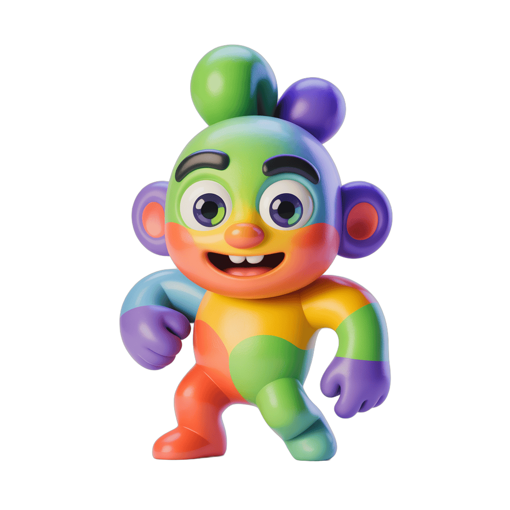 Colorful cartoon alien character running with arms outstretched for kids animation PNG - transparent background