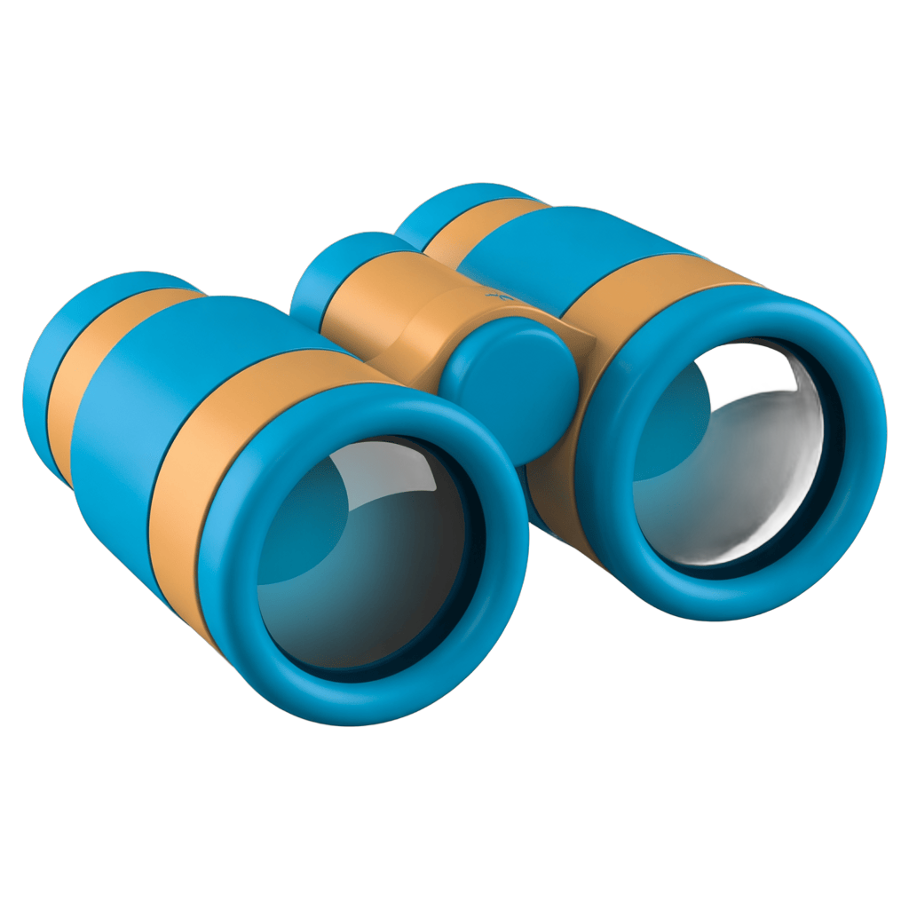 Colorful cartoon binoculars clipart for kids educational and adventure illustrations PNG - transparent background
