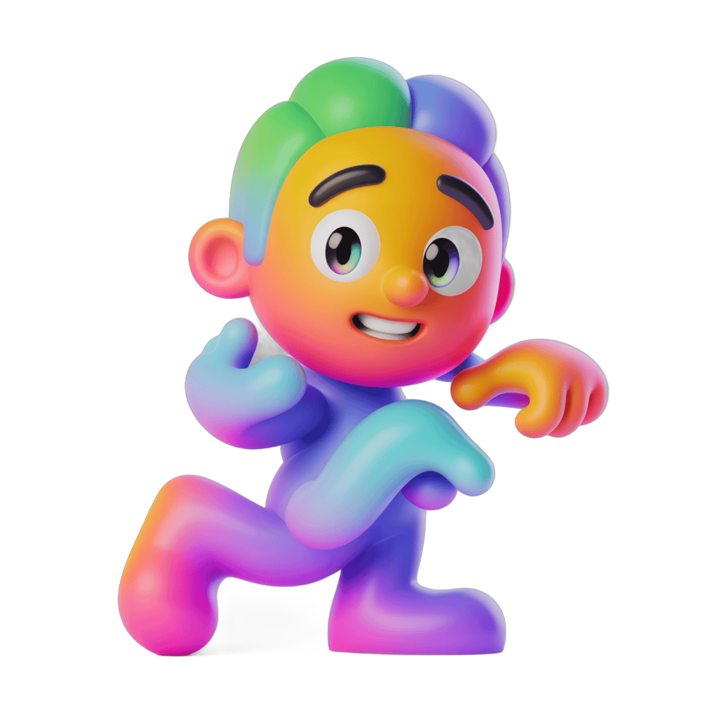 Colorful cartoon character running with arms outstretched for cheerful animation projects PNG - transparent background