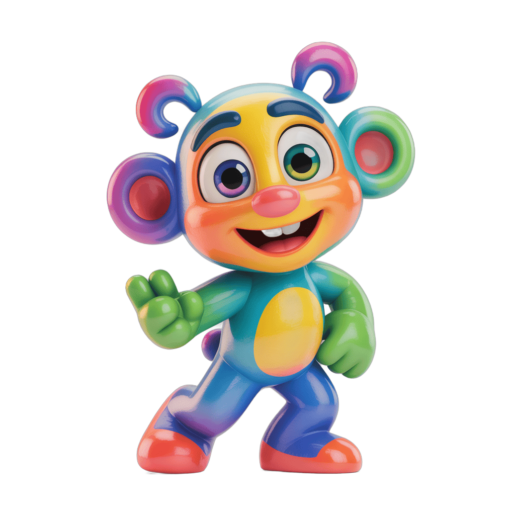 Colorful cartoon character waving for cheerful children's illustrations and designs PNG - transparent background