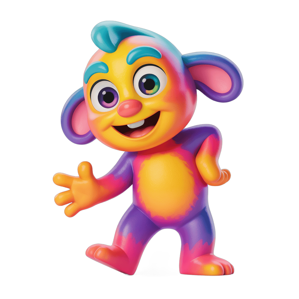 Colorful cartoon character waving for children's educational materials and animations PNG - transparent background
