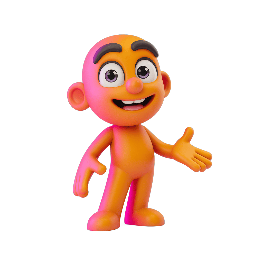 Colorful cartoon character waving in 3d isolated transparent background PNG - transparent background