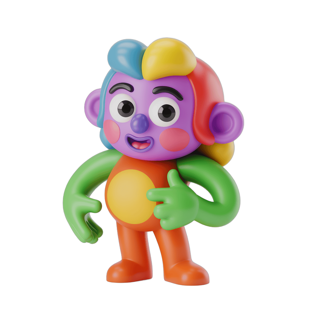 Colorful cartoon character with arms crossed standing isolated transparent background PNG - transparent background