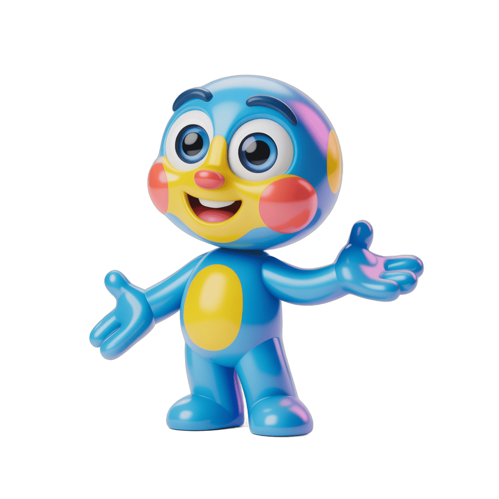 Colorful cartoon character with arms outstretched for cheerful greeting design PNG - transparent background