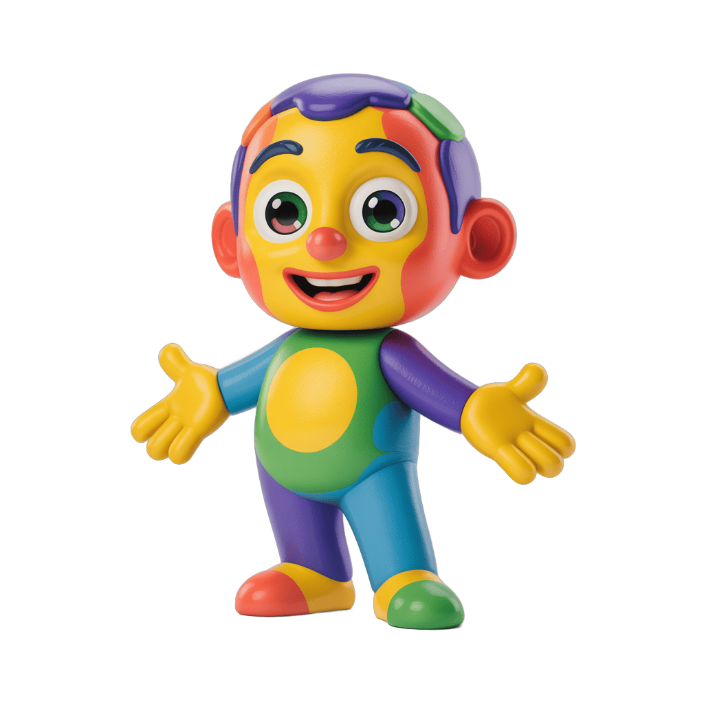 Colorful cartoon character with arms outstretched for children's content and illustrations PNG - transparent background