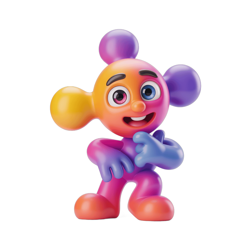 Colorful cartoon character with big ears posing cheerfully for children illustrations PNG - transparent background