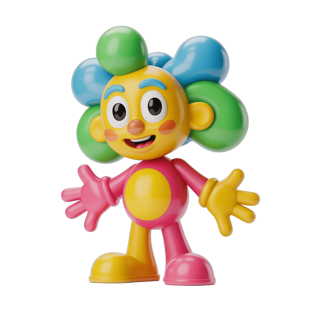 Colorful cartoon character with flower head posing cheerfully for children illustrations PNG - transparent background