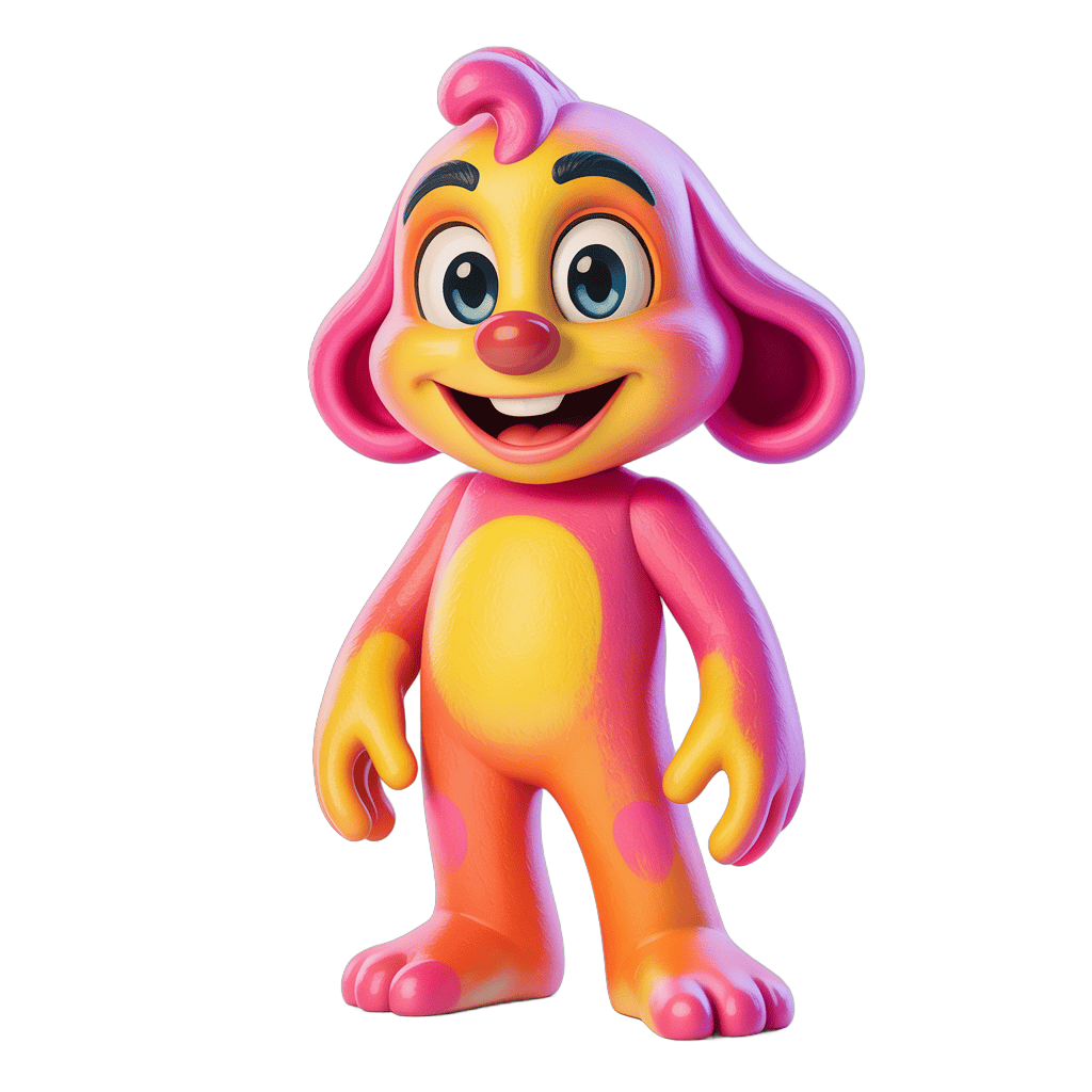 Colorful cartoon dog character standing isolated transparent background clipart PNG - transparent background